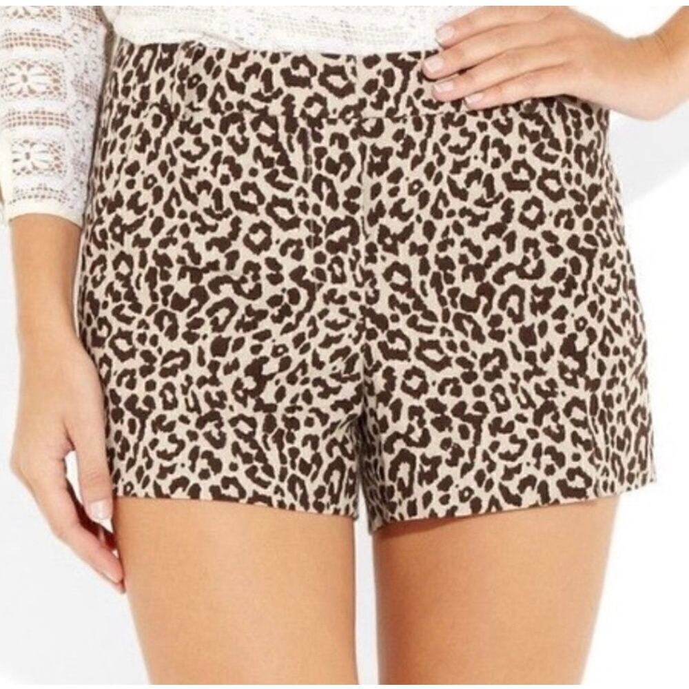 J.Crew Leopard Print Shorts Tan/Black Cotton Size 6 NWOT